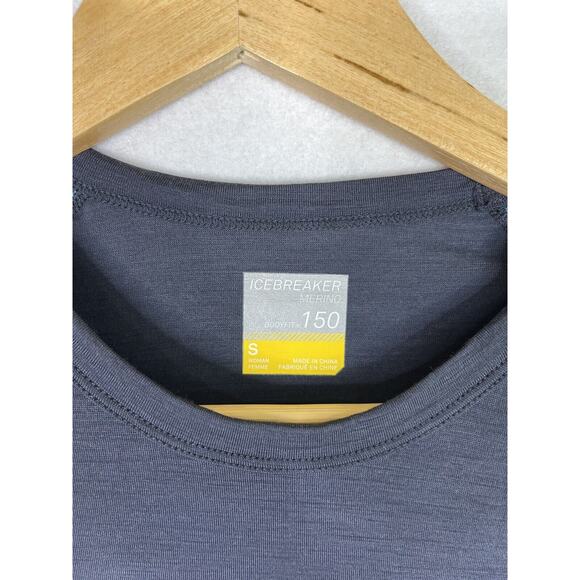 Icebreaker Womens Small 150 Merino Wool Bodyfit L/S Baselayer Shirt Navy Blue - Picture 2 of 7